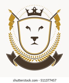 Heraldic design, vector vintage emblem.
