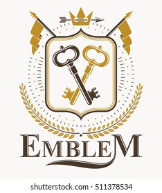 Heraldic design, vector vintage emblem.