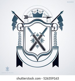 Heraldic design, vector vintage emblem.