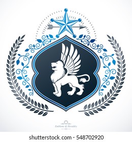 Heraldic design, vector vintage emblem.