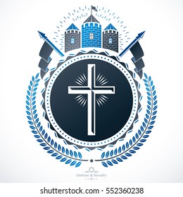 Heraldic design, vector vintage emblem.
