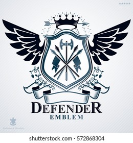 Heraldic design, vector vintage emblem.