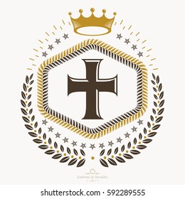 Heraldic design, vector vintage emblem.