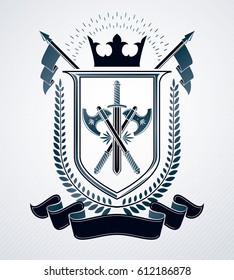 Heraldic design, vector vintage emblem.