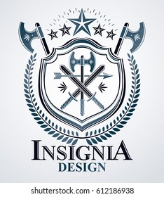 Heraldic design, vector vintage emblem.