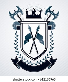 Heraldic design, vector vintage emblem.