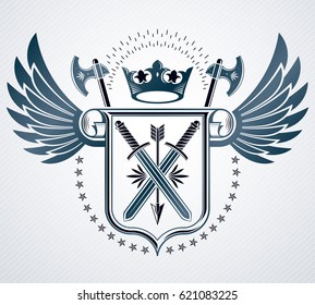 Heraldic design, vector vintage emblem.