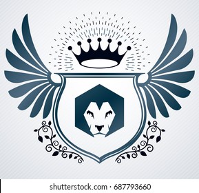 Diseño heráldico, emblema vectorial vintage.