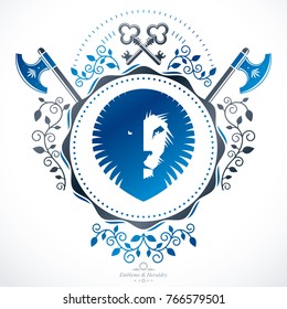 Heraldic design, vector vintage emblem.