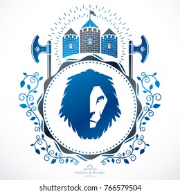 Heraldic design, vector vintage emblem.