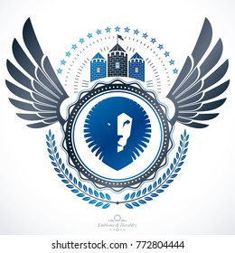 Heraldic design, vector vintage emblem.