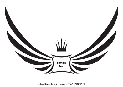 Heraldic design with wings and crown 