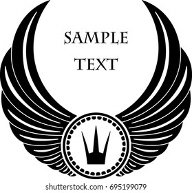 Heraldic design with wings. crown and copyspace for text