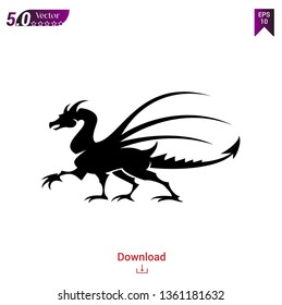 Heraldic dragon icon vector illustration on white background