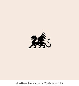 Heraldic Dragon Silhouette icon flat vector design.