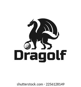 Heraldic Dragon Silhouette Logo on White background. Vector