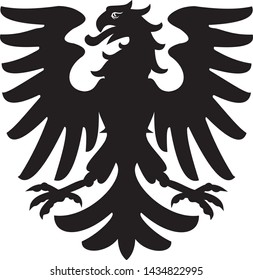 Heraldic eagle. black / white silhouette. Vector