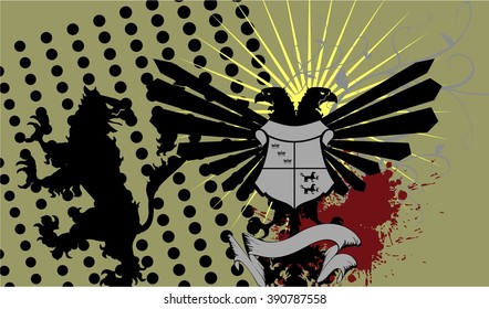 heraldic eagle coat of arms background in vector format very easy to edit