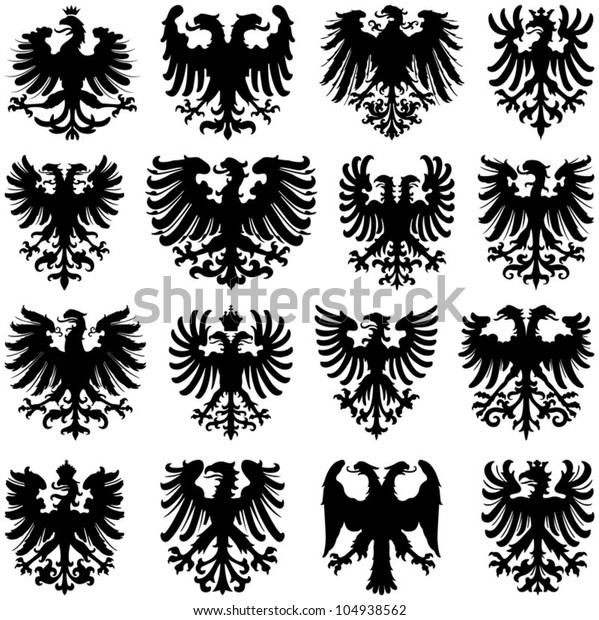 Heraldic Eagle Collection Vector Silhouette Stock Vector (Royalty Free ...