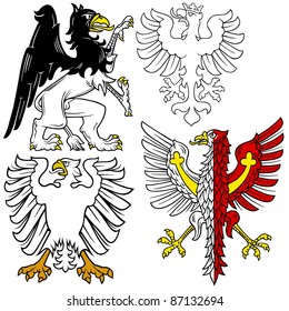 Heraldic Eagle - colored illustrations, vector