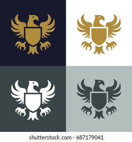 Heraldic eagle emblem template. Vector illustration