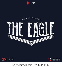 Design Heráldico Eagle e Falcon Emblem com Elementos de Pena Preto Abstrato, Conceito de Liberdade Criativa, Ícone de Pássaro Isolado, Ilustração Gráfica Insígnia Inspirada nos Estados Unidos e Insígnia de etiqueta

