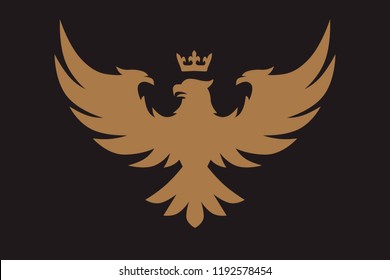 Heraldic eagle, falcons and hawks spread wings