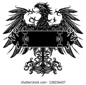 Heraldic eagle holding a skateboard