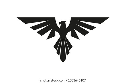 Heraldic eagle logo.