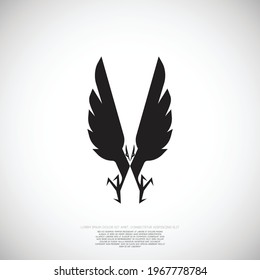 Heraldic eagle logo design for your brand. falcon wing silhouette vector symbol 