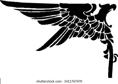 Heraldic eagle sketch icon. vintage vector.