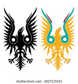 Heraldic eagle sketch of an eagle tattoo in flight. the eagle flaps its wings. hunting predator