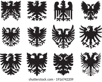 Heraldic Eagles Black White Silhouettes Set Stock Vector (Royalty Free ...