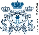 Heraldic elegant shield with crown or crest in classic vintage style
