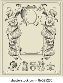 Heraldic elements.