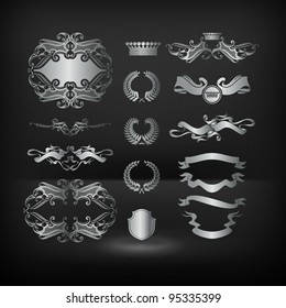 Heraldic elements set, silver