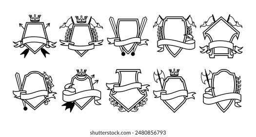 Heraldic Emblem Illustration Set Collection