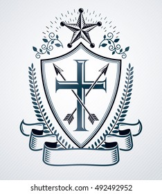 Heraldic emblem isolated vector illustration.