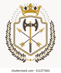 Heraldic emblem isolated vector illustration.