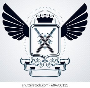 Heraldic emblem isolated vector illustration.