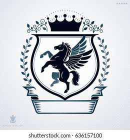 Heraldic emblem isolated vector illustration.