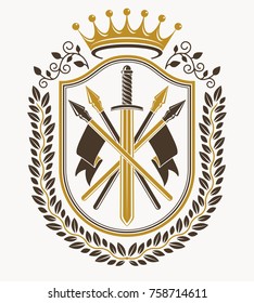Heraldic emblem isolated vector illustration.