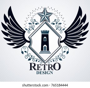Heraldic emblem isolated vector illustration.