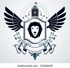 Heraldic emblem isolated vector illustration.