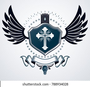 Heraldic emblem isolated vector illustration.