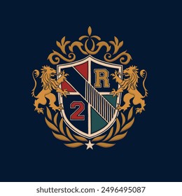 Bordado vintage de diseño de parche de emblema heráldico