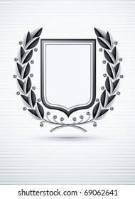 heraldic emblem with silver laurel wreath. vector illustration