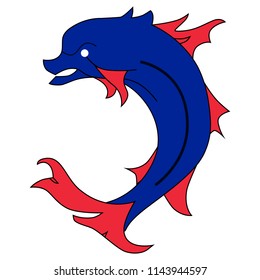 Heraldic Fish Vector Illustration. Dolphin