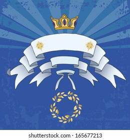 Heraldic flags and gold crown