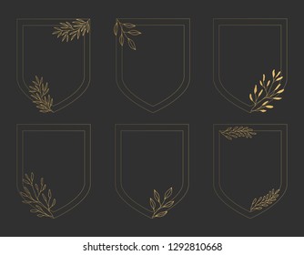 Heraldic frames and elements. Golden vector illustration. Isolated.